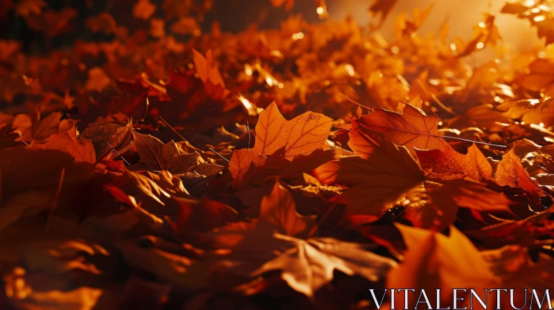 Close-Up of Fallen Autumn Leaves in Warm Colors AI Image