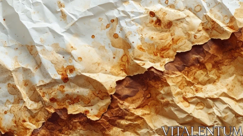 Crumpled Paper with Coffee Stains - Abstract Background AI Image