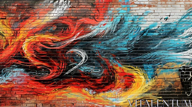 AI ART Phoenix Graffiti on Brick Wall - Symbol of Hope and Renewal