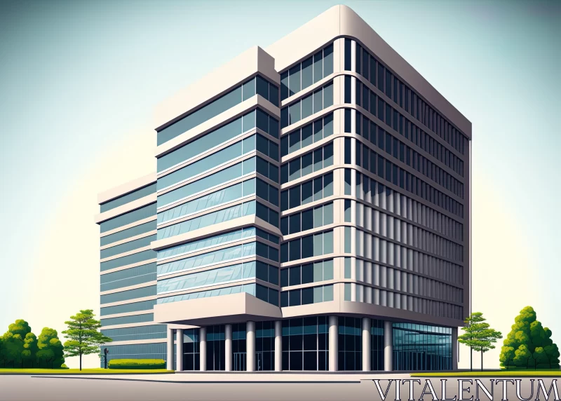 Realistic Vector Illustration of a Modern Business Building AI Image