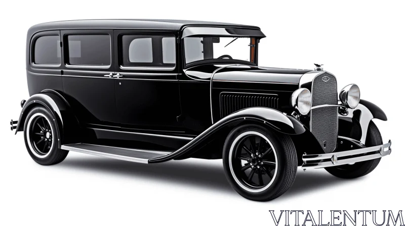Black Vintage Car on White Background | Realistic Rendering AI Image