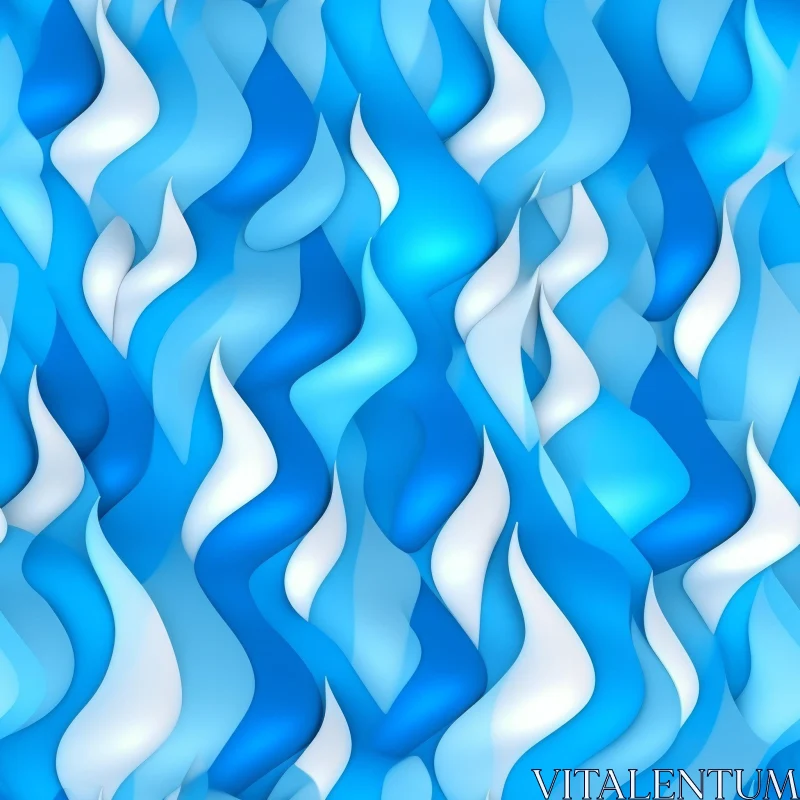 Blue and White Seamless Wave Pattern Design AI Image