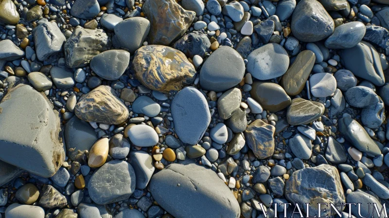 Close-Up of Wet Pebbles and Stones - Nature Photography AI Image