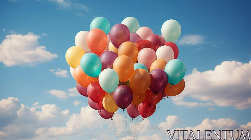 AI ART Colorful Balloons Floating in the Sky