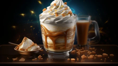 Delicious Iced Coffee with Whipped Cream and Caramel Sauce
