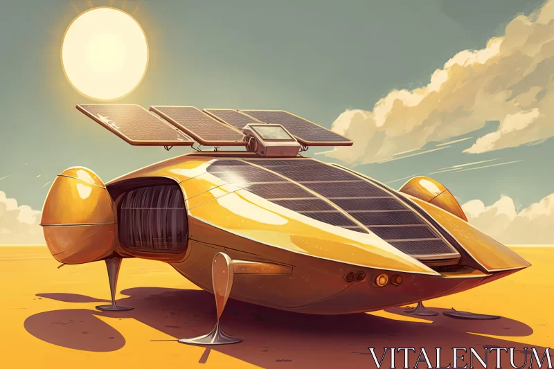 Futuristic Solar-Powered Vehicle in Art Nouveau Style - Captivating Desert Artwork AI Image
