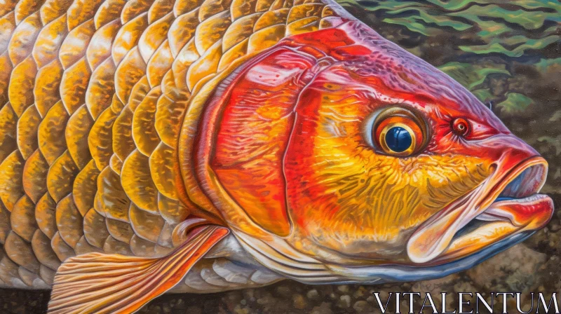 Realistic Koi Fish Painting in Vibrant Colors AI Image