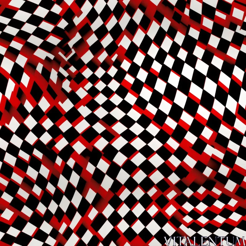 Red and White Checkered Surface - Geometric Art AI Image