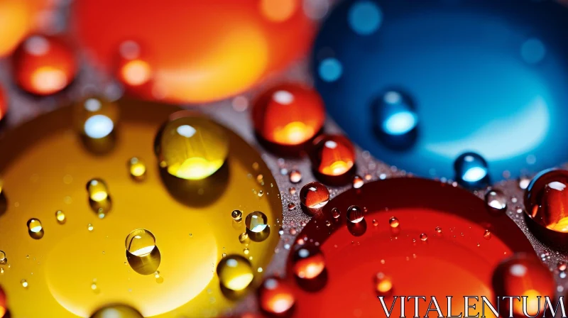 Colorful Water Droplets Close-Up AI Image