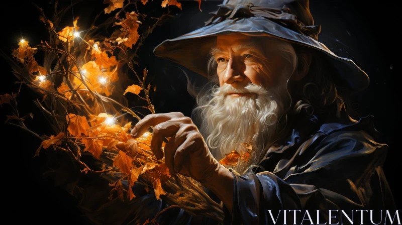 Enigmatic Old Wizard Portrait AI Image