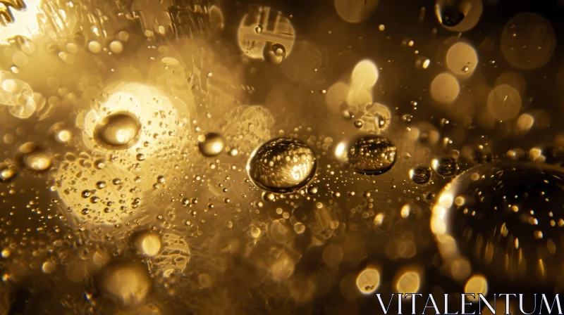 Glistening Golden Liquid with Bubbles - Abstract Art AI Image