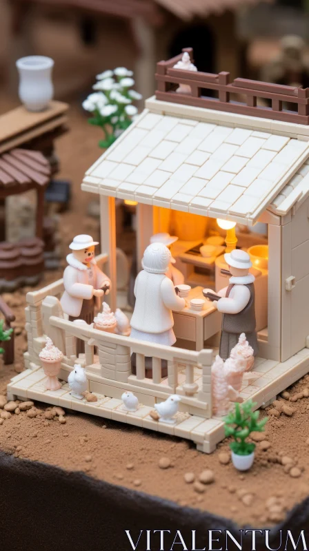 Idyllic Miniature Village Display with Traditional Influences AI Image