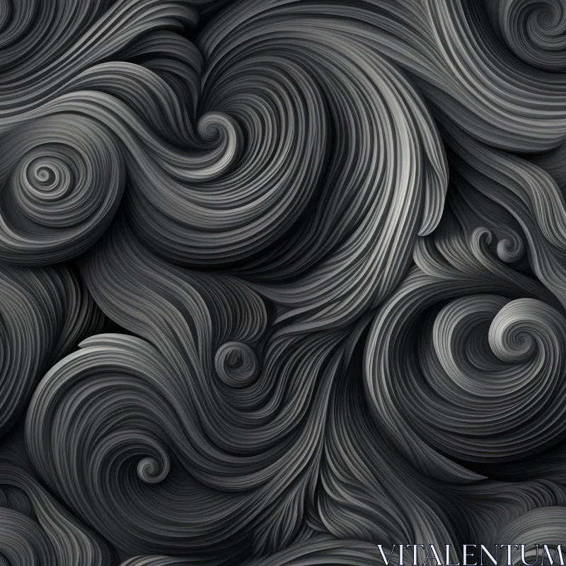 Intricate Black and White Seamless Spiral Pattern AI Image