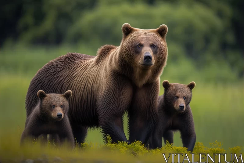 AI ART Captivating Image: Brown Bears in Grass | Nikon D850
