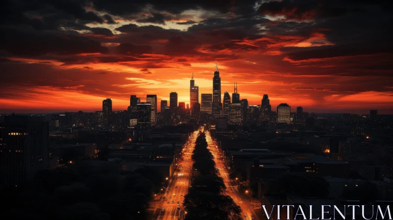 Chicago Night Cityscape: Urban Photography Masterpiece AI Image