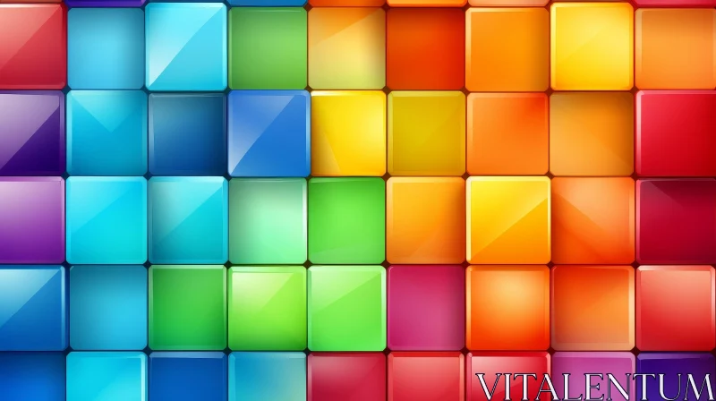 Colorful 3D Wall Tiles Composition AI Image