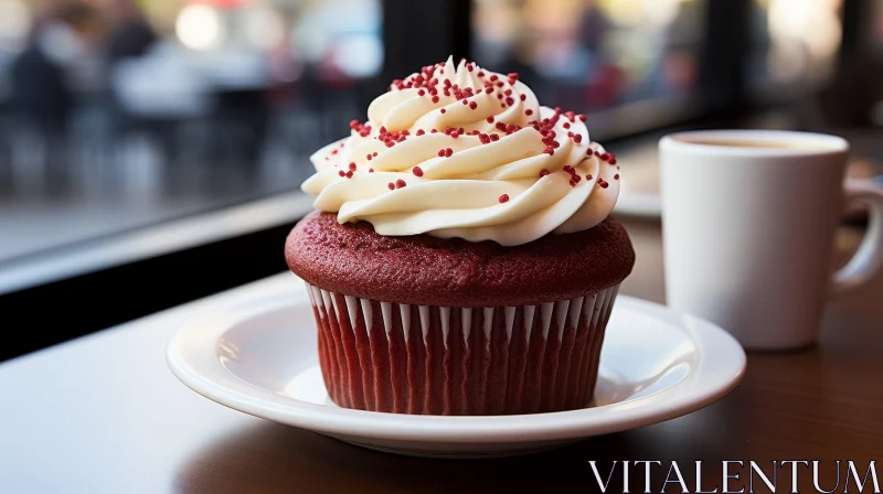 AI ART Delicious Red Velvet Cupcake with Cream Cheese Frosting