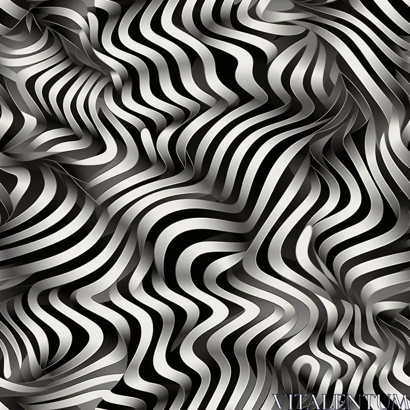 AI ART Elegant Black & White Wave Pattern