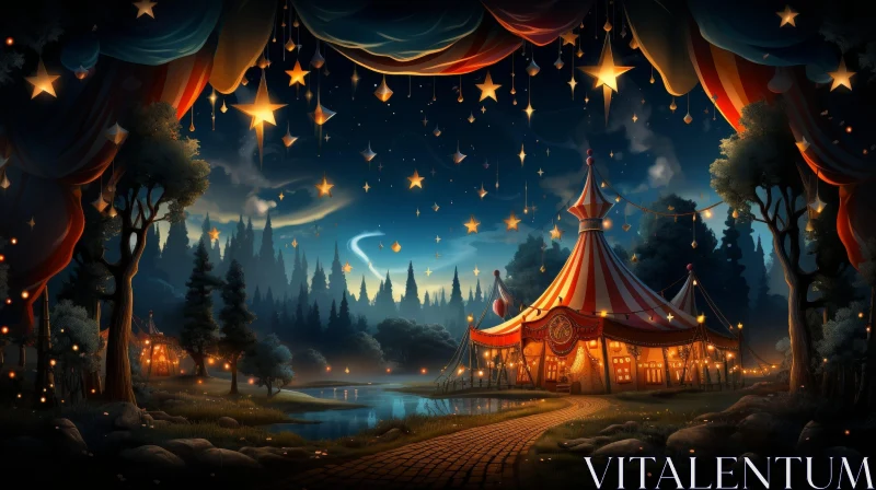 Enchanting Circus Tent in Mystical Forest AI Image