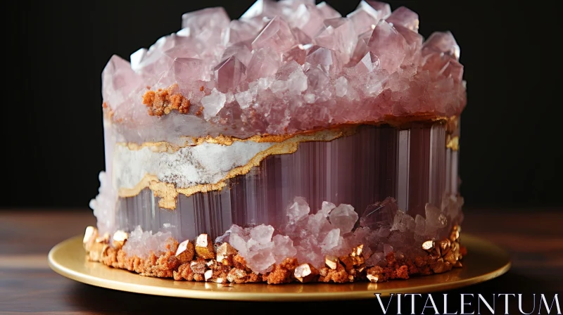 Exquisite Geode-Inspired Cake with Amethyst-Like Crystals AI Image