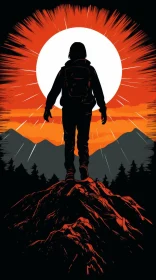 Mountaintop Sunset Illustration