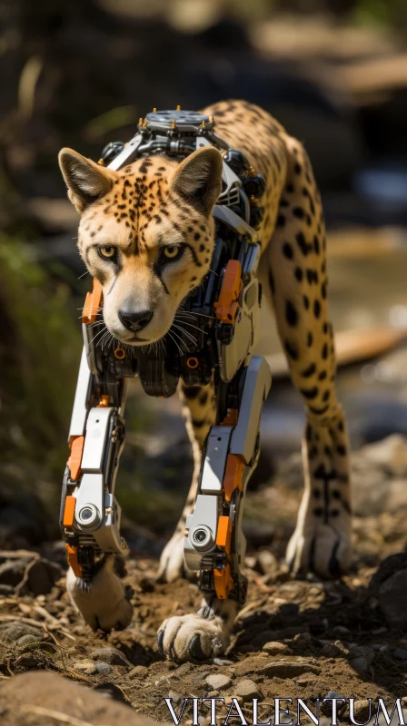 Robotic Cheetah in the Desert: A Photorealistic Journey AI Image