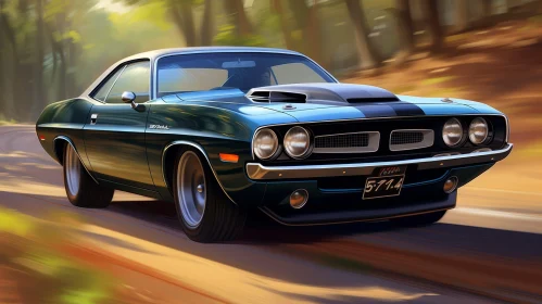 1970s Muscle Car - Vintage Plymouth Barracuda Driving