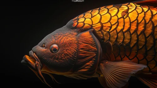 Close-up of Stunning Koi Fish in Vibrant Orange and Black