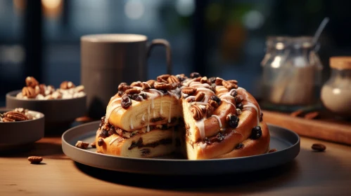 Delicious Coffee Cake with Sweet Dough and White Icing