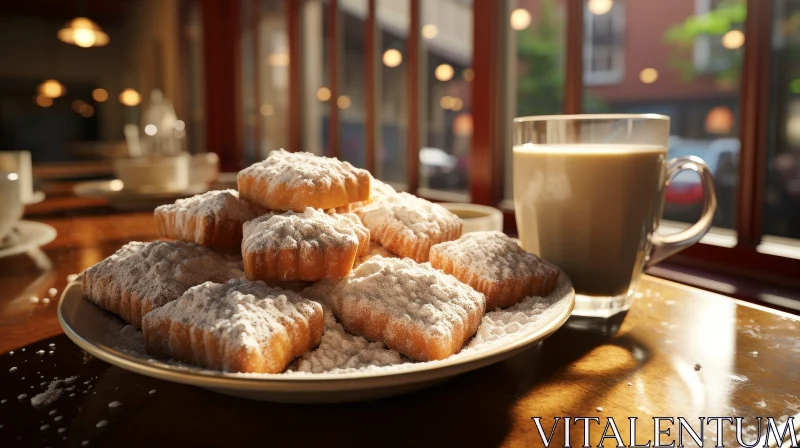 Delicious French Beignets on Wooden Table AI Image