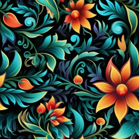 Elegant Floral Pattern on Dark Blue Background