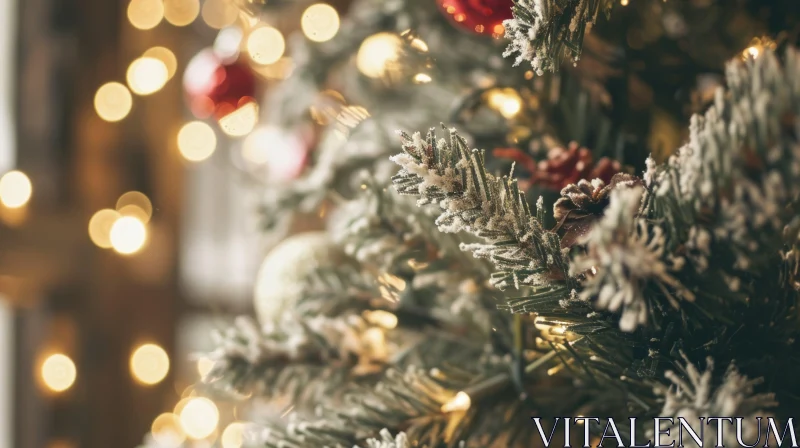 Festive Decor: Close-Up of a Decorated Christmas Tree AI Image