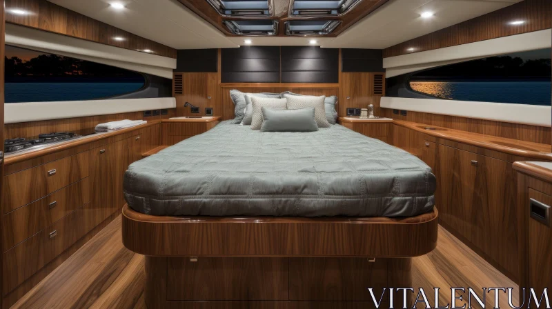 Luxurious Master Bedroom on a Yacht AI Image