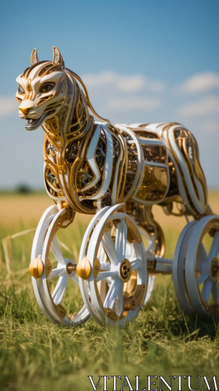 Mechanical Horse on Wheels: A Fusion of Nature and Technology AI Image