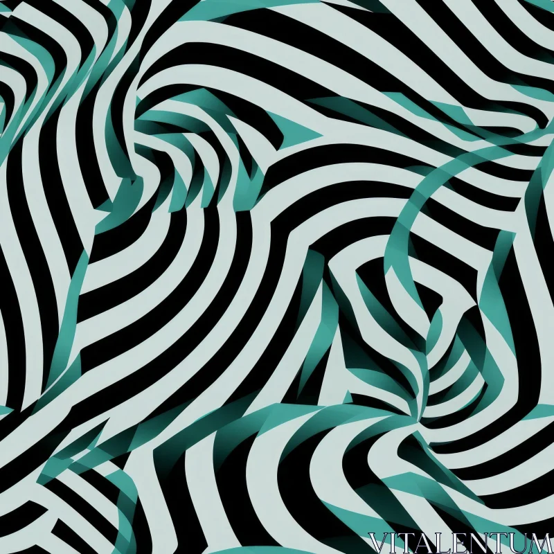 AI ART Turquoise Gradient Striped Pattern for Web and Textile Design