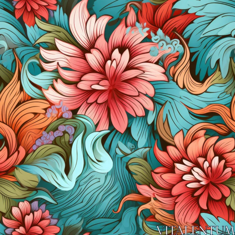 AI ART Vintage Floral Pattern - Traditional Indian & Persian Design