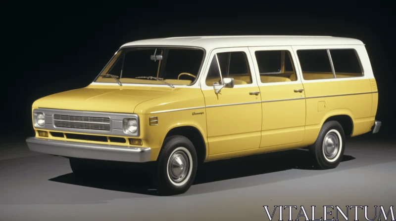 Vintage Yellow Van with White Stripes - Precisionist Style AI Image