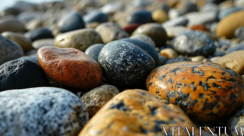 Wet Pebbles on a Beach - Captivating Close-Up Nature Photography AI Image