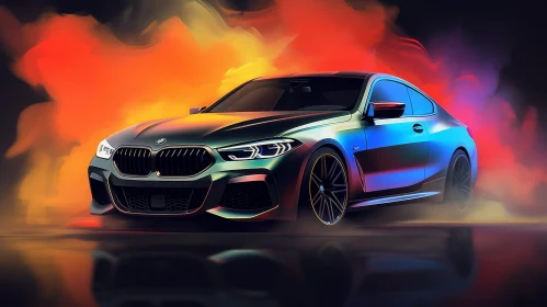 BMW M8 Gran Coupe Digital Painting in Dark Room