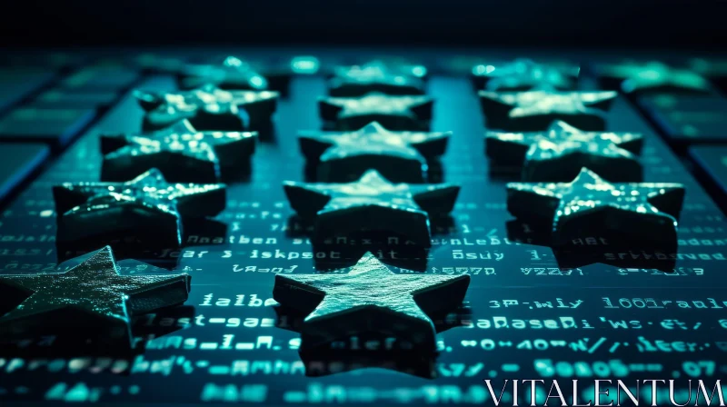 Captivating Binary Code and Starry Keyboard Close-Up AI Image