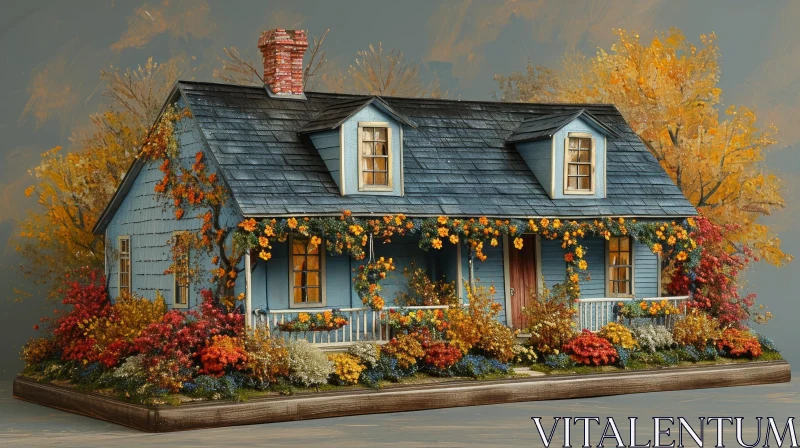 Charming Dollhouse with a Colorful Garden AI Image