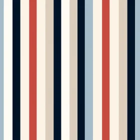 Classic Vertical Stripes Pattern in Red, Blue, Cream, Navy