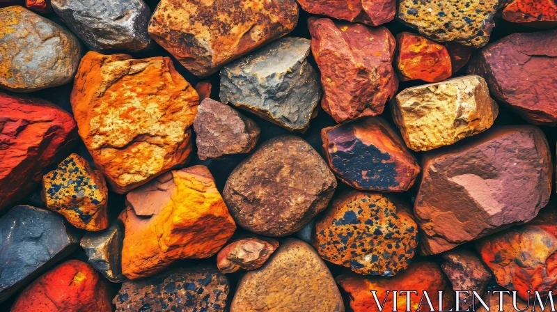 Close-Up of Colorful Rocks: A Chaotic and Textured Composition AI Image
