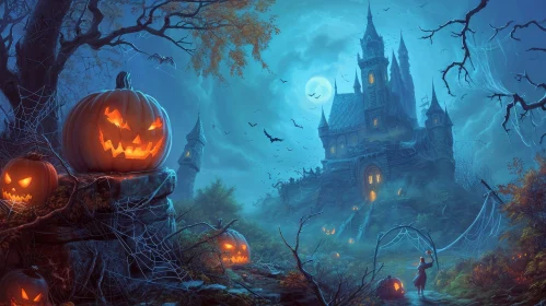 Eerie Haunted Castle Illustration for Halloween