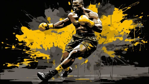 Powerful Boxer in Action - Digital Painting