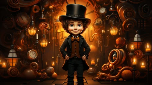 Steampunk Young Boy Illustration - Whimsical Adventure Theme