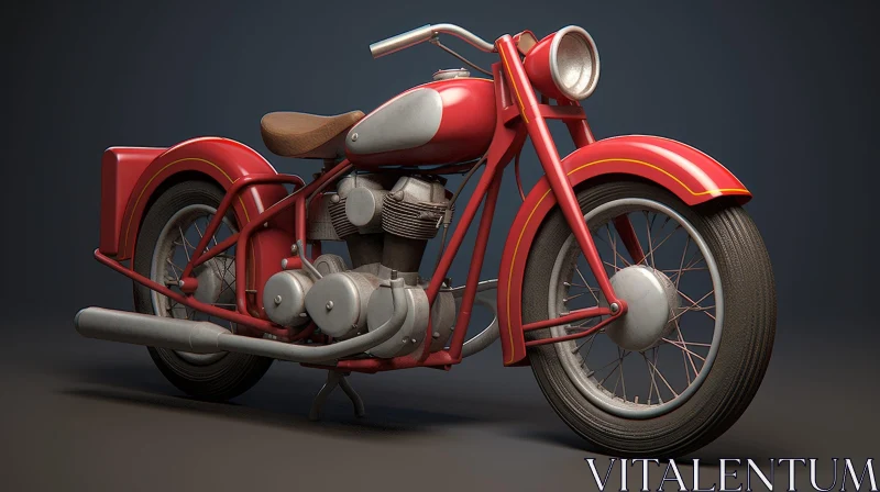 Vintage Red Motorcycle 1940s Restoration AI Image