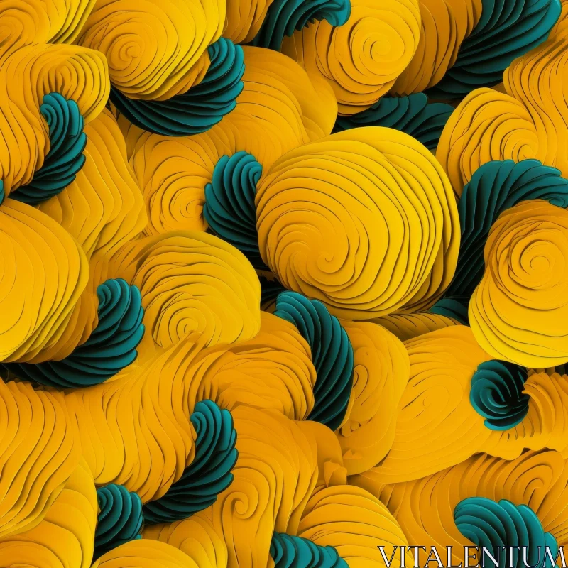3D Abstract Yellow Blue Gradient Twisted Shapes Background AI Image