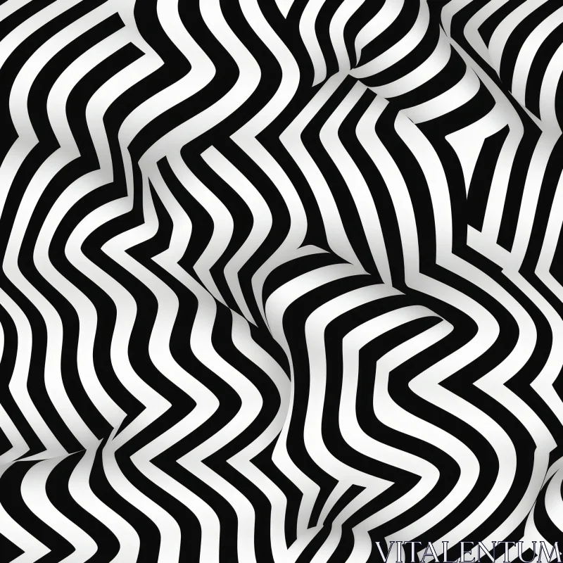 AI ART Abstract Black and White Wavy Stripes Vector Background
