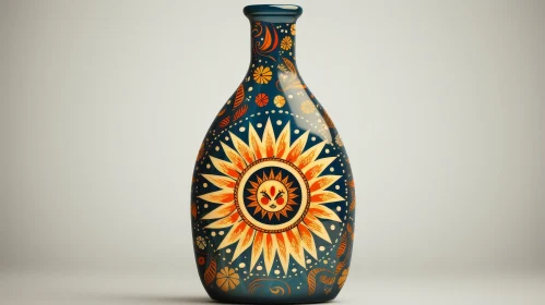 Blue and Orange Decorative Bottle - 3D Rendering